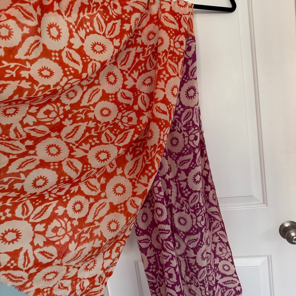 Roberta Roller Rabbit Floral Purple Orange Wrap Scarf - Picture 2 of 7